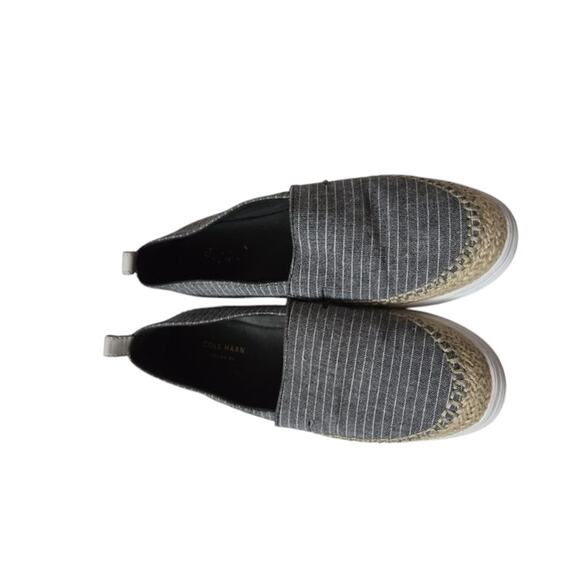 Cole Haan canvas Espadrille‎ slip on women's shoes size 8 blue white stripes - Picture 4 of 8